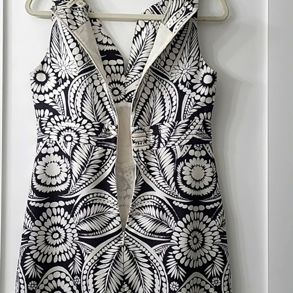 Banana Republic Sleeveless Printed Silk Dress Size 6 Black & White - Picture 9 of 14